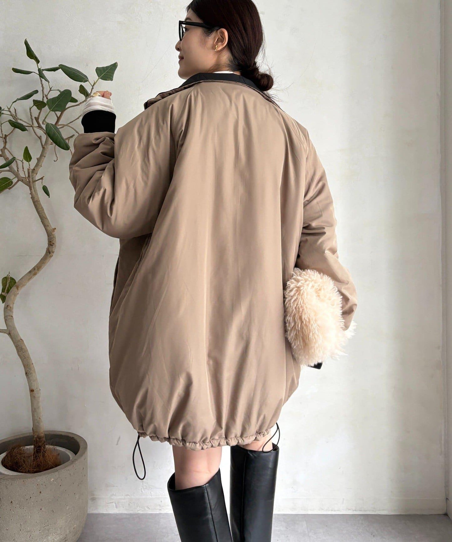 菱格絎縫雙面穿大衣