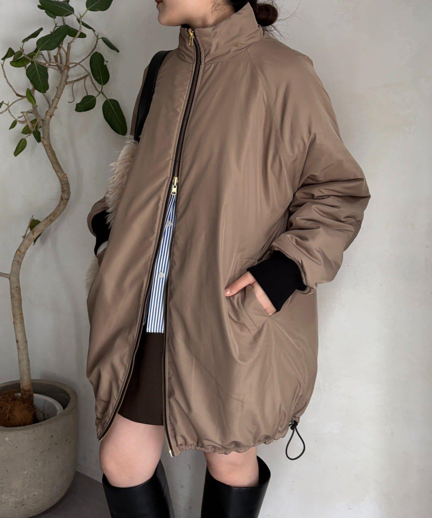 菱格絎縫雙面穿大衣