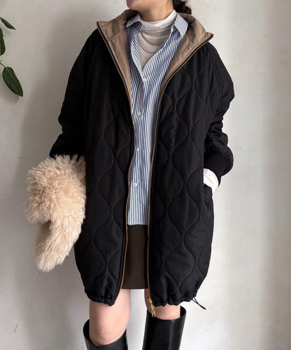 菱格絎縫雙面穿大衣