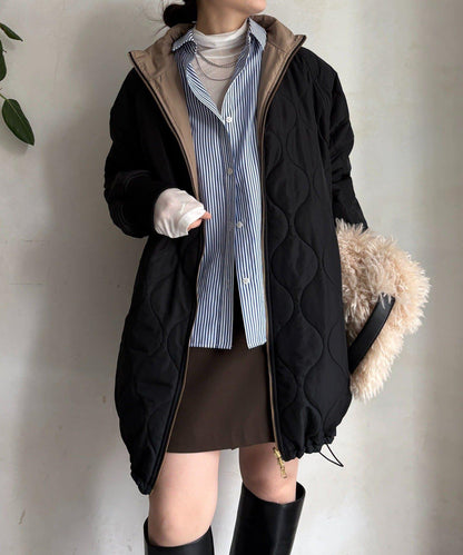 菱格絎縫雙面穿大衣