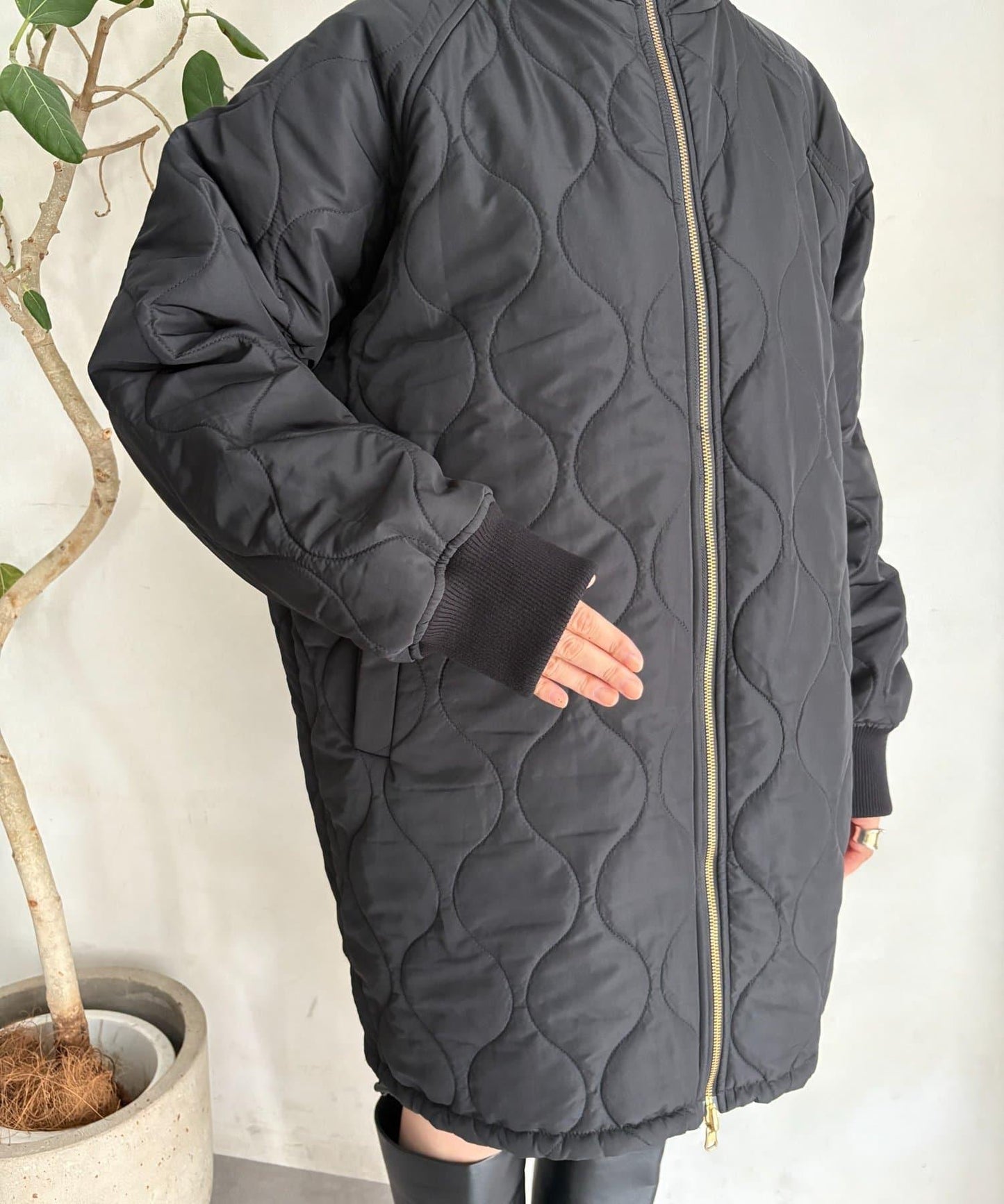 菱格絎縫雙面穿大衣