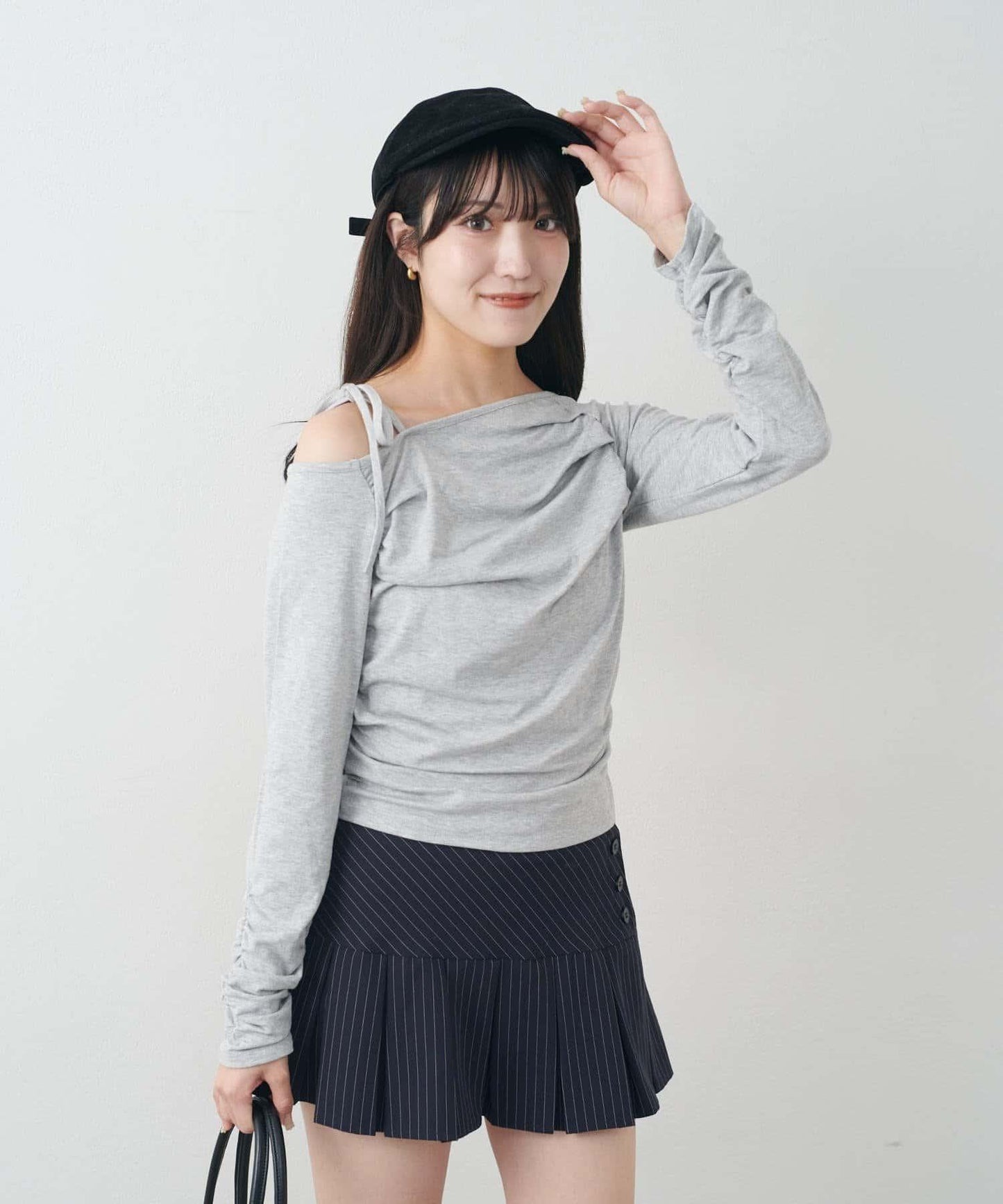 【mystic】[mline]抽繩一字肩針織衫