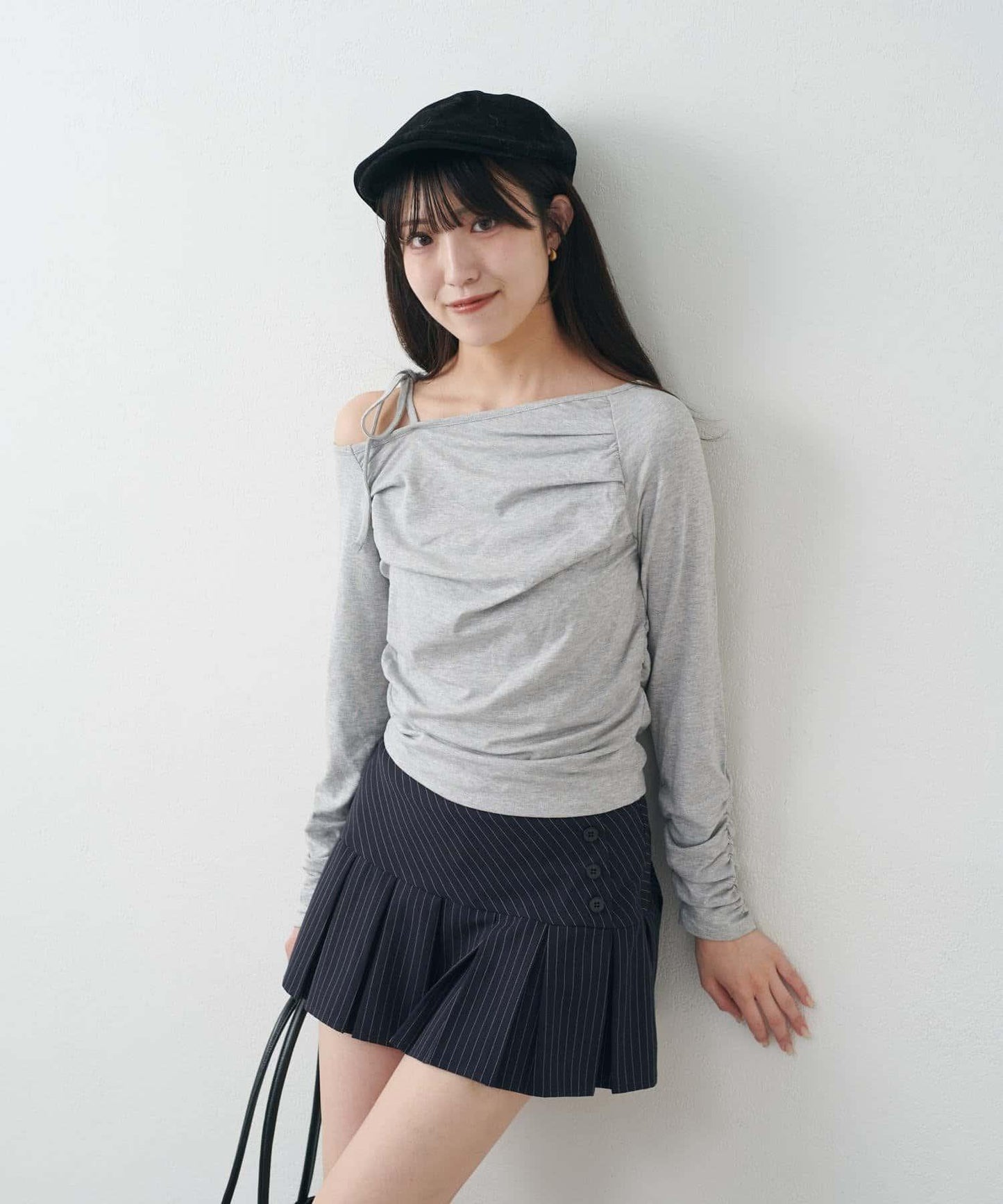 【mystic】[mline]抽繩一字肩針織衫