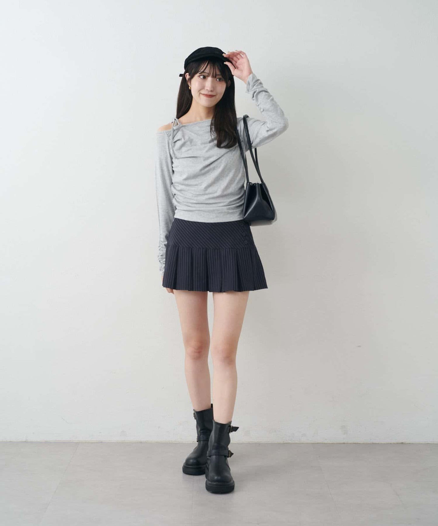 【mystic】[mline]抽繩一字肩針織衫