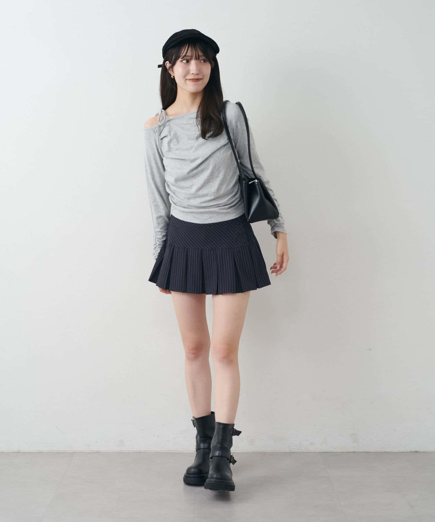 【mystic】[mline]抽繩一字肩針織衫