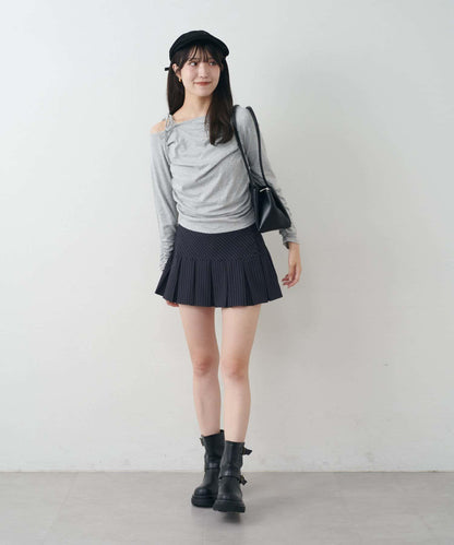 【mystic】[mline]抽繩一字肩針織衫