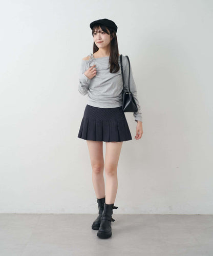 【mystic】[mline]抽繩一字肩針織衫