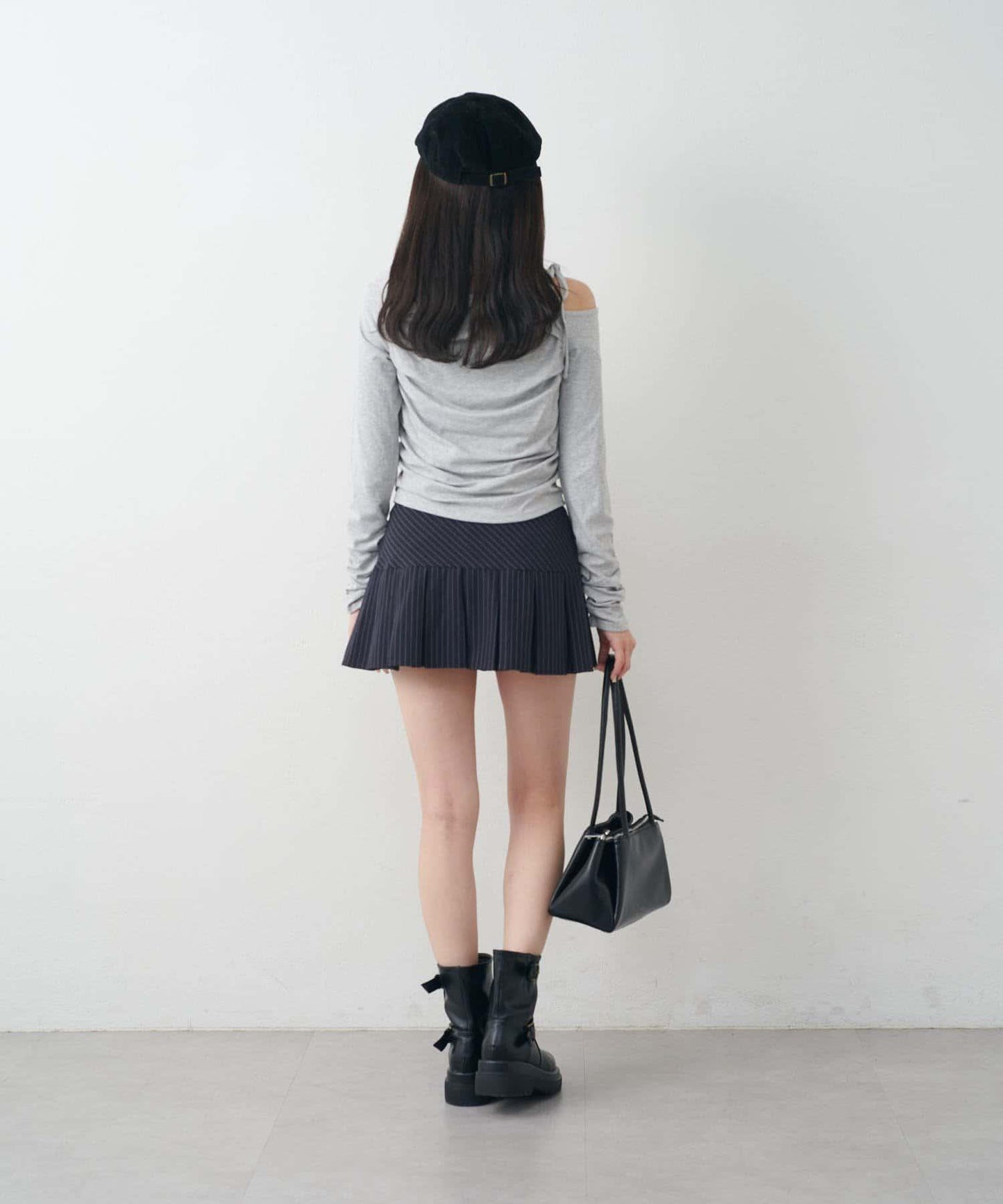 【mystic】[mline]抽繩一字肩針織衫