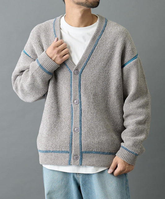 雙面提花絨線條紋開衫