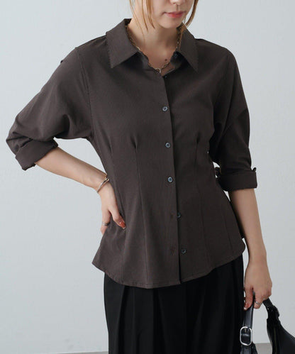 收腰褶皺設計襯衫