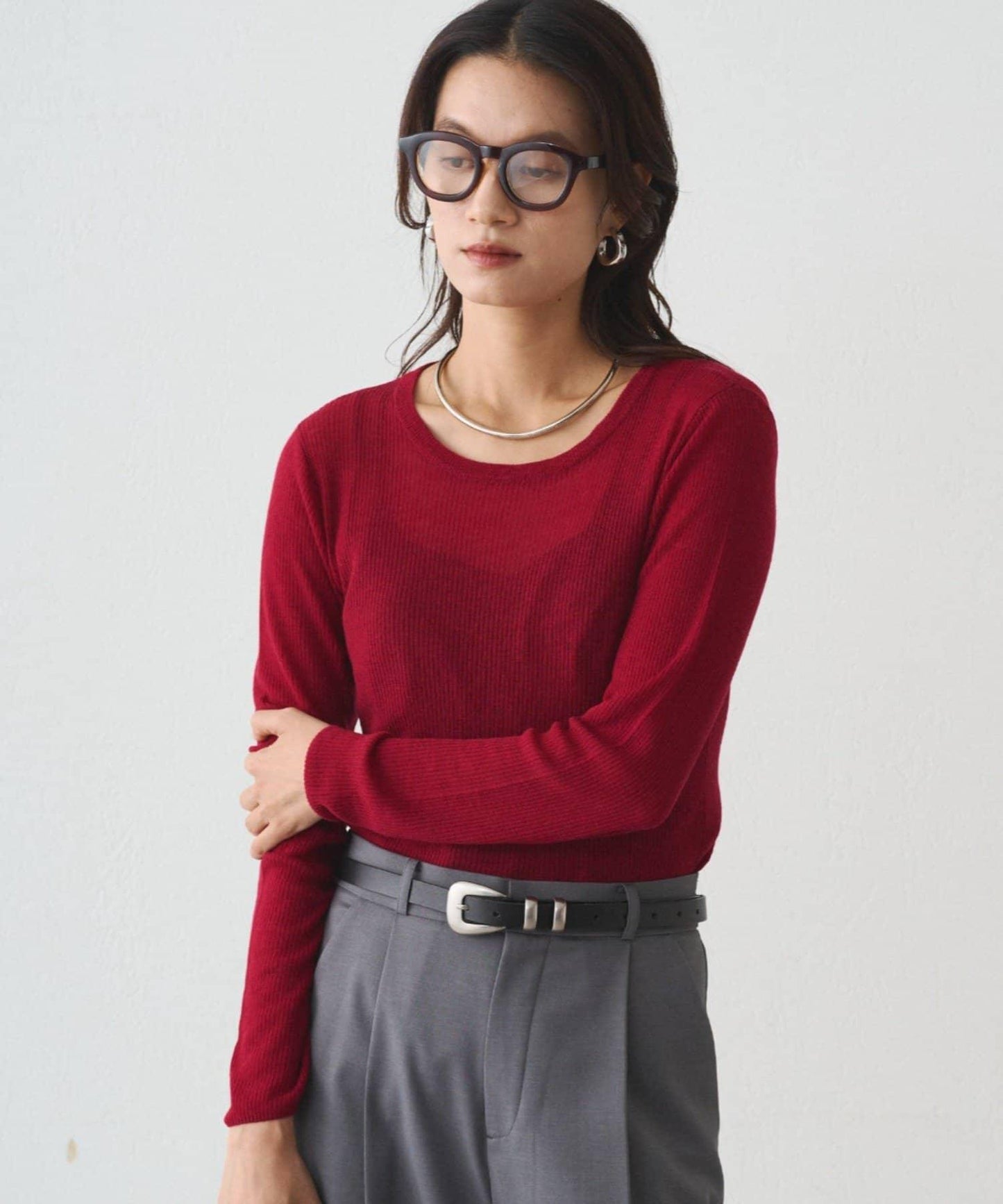 透視針織套頭衫