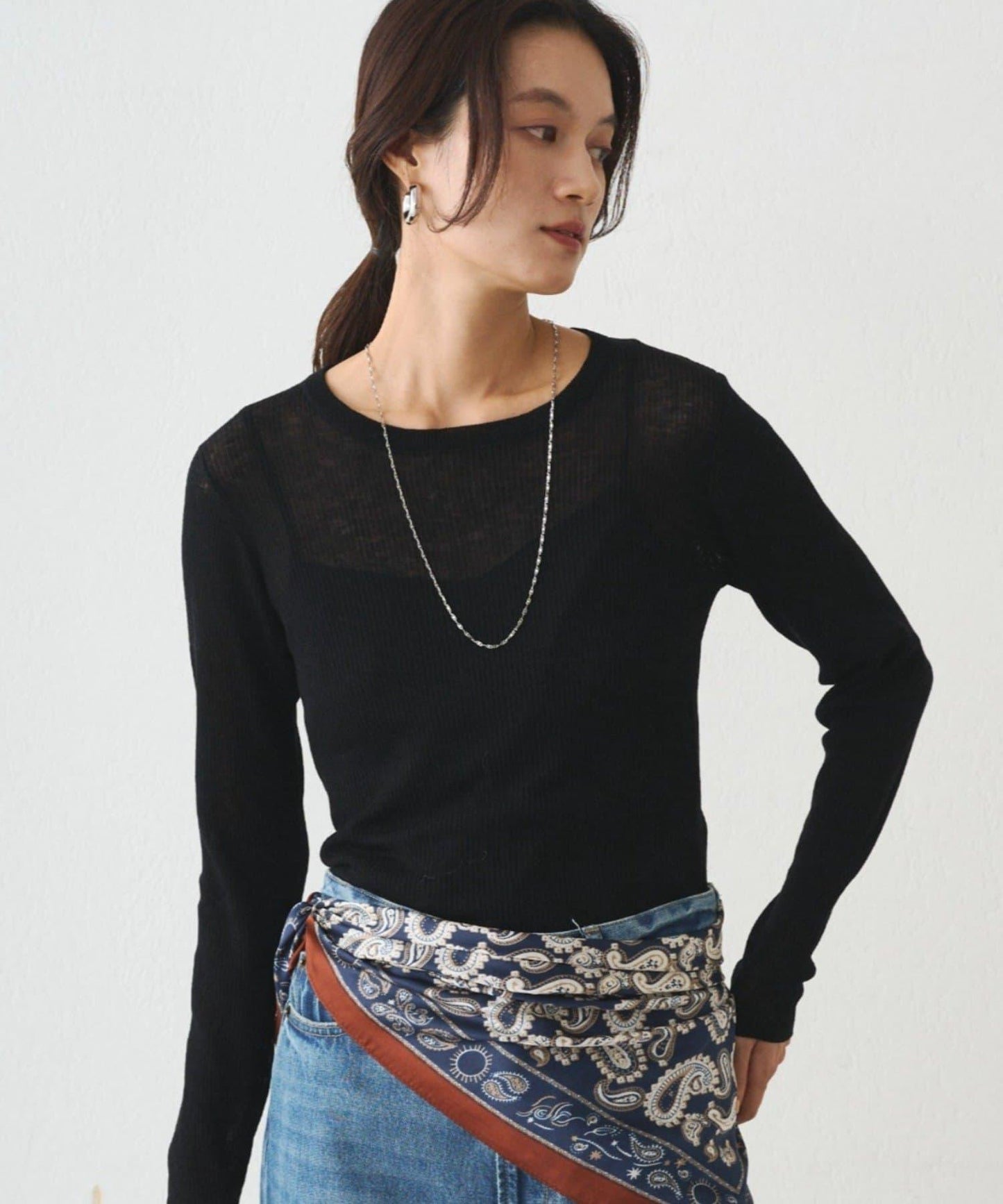 透視針織套頭衫