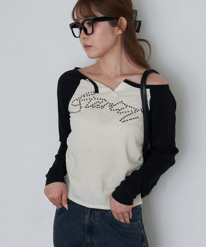 開領插肩袖T恤