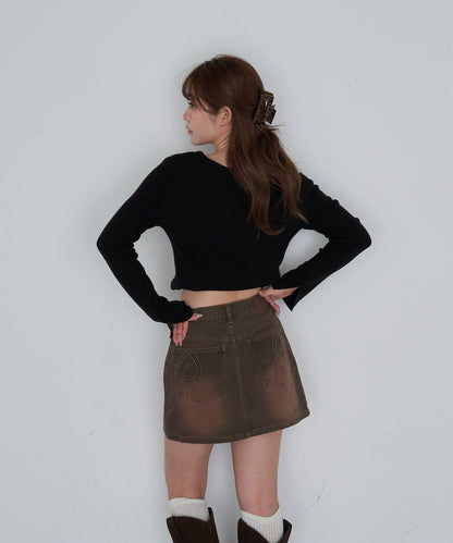 單肩前開扣羅紋針織衫