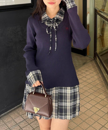 【RMAF】下襬百褶拼接迷你連衣裙