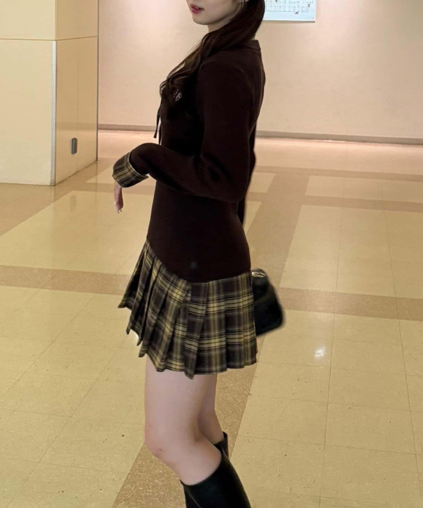 【RMAF】下襬百褶拼接迷你連衣裙