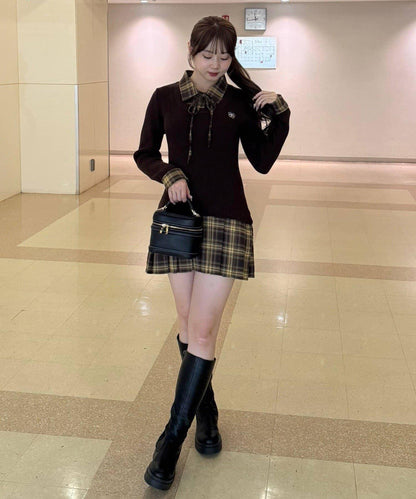 【RMAF】下襬百褶拼接迷你連衣裙