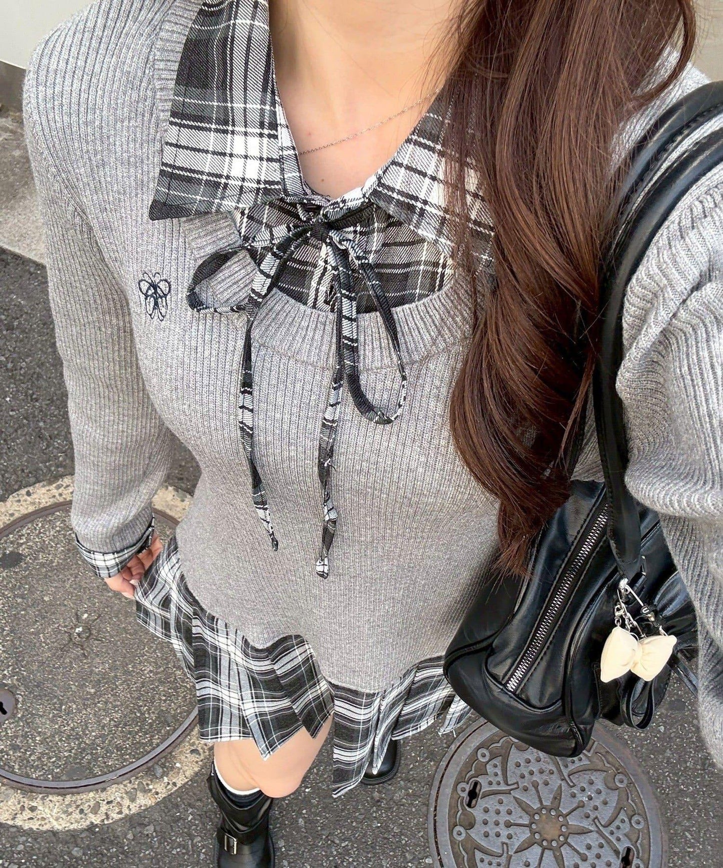 【RMAF】下襬百褶拼接迷你連衣裙