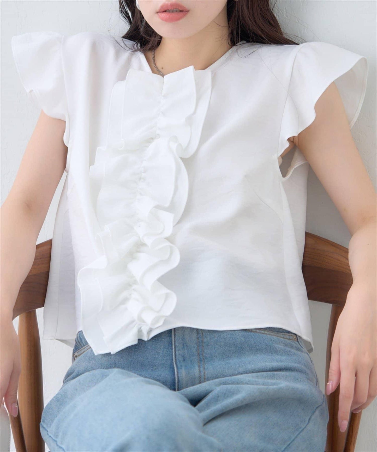 【natural couture】前飾荷葉邊襯衫