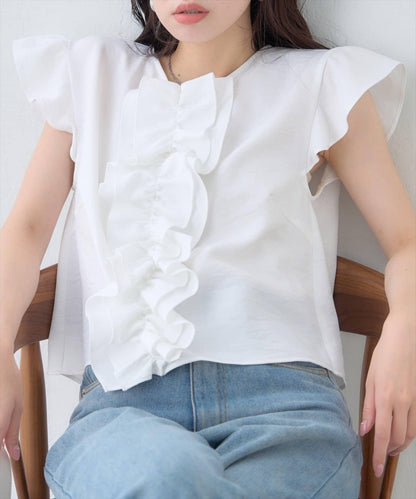 【natural couture】前飾荷葉邊襯衫