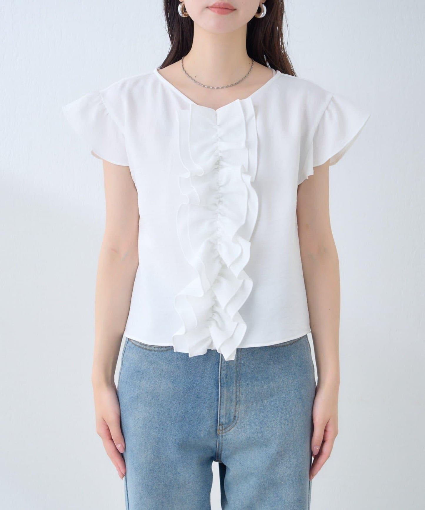 【natural couture】前飾荷葉邊襯衫