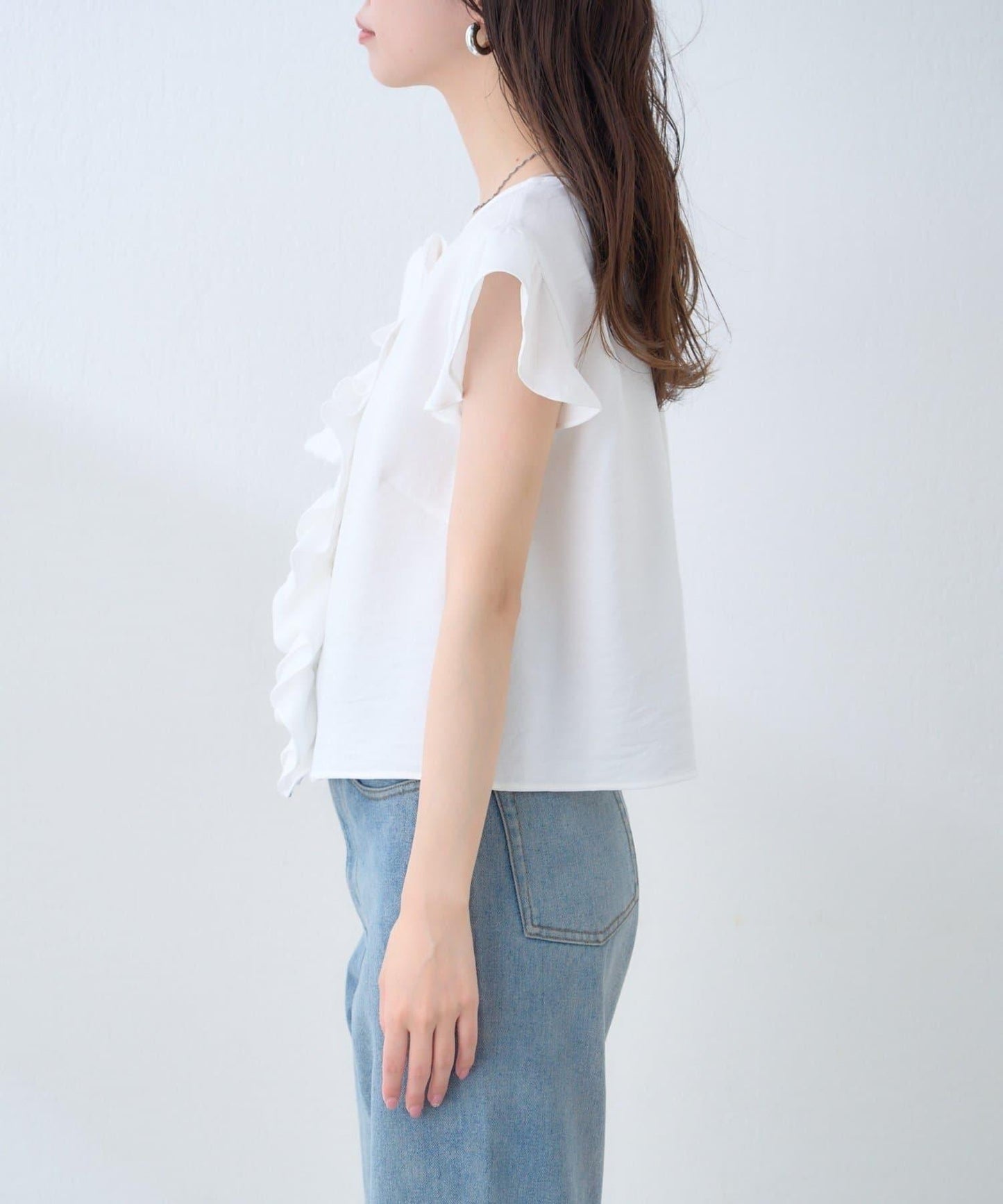 【natural couture】前飾荷葉邊襯衫