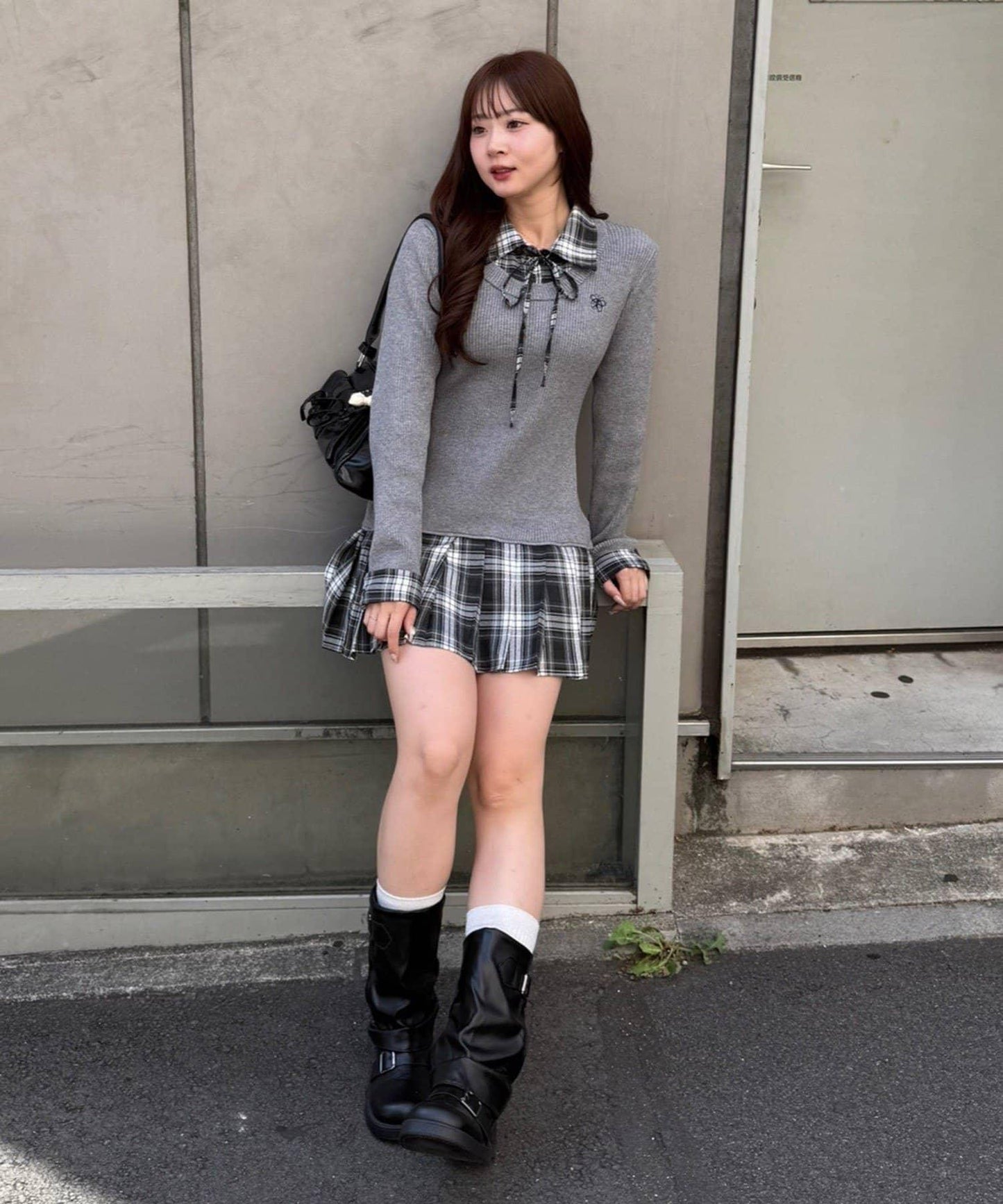 【RMAF】下襬百褶拼接迷你連衣裙