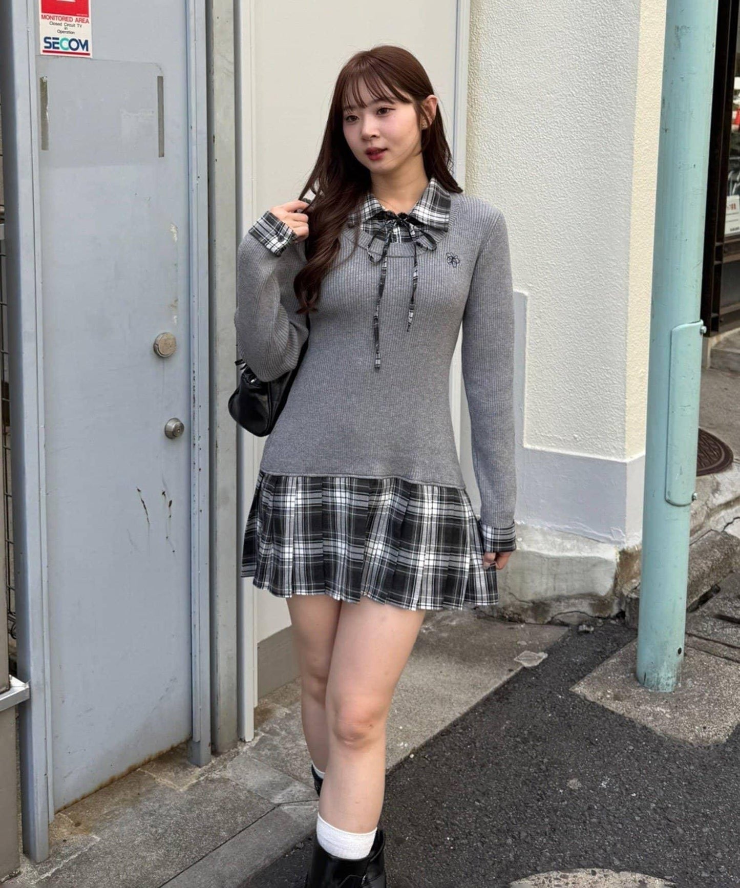 【RMAF】下襬百褶拼接迷你連衣裙