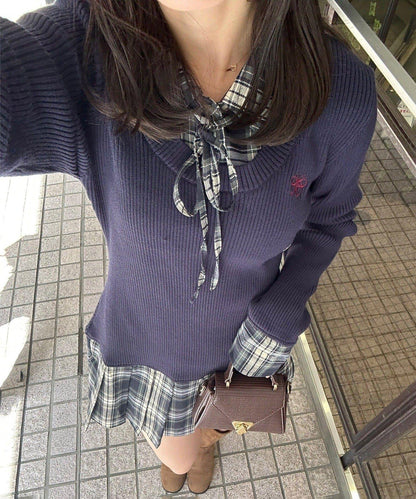 【RMAF】下襬百褶拼接迷你連衣裙