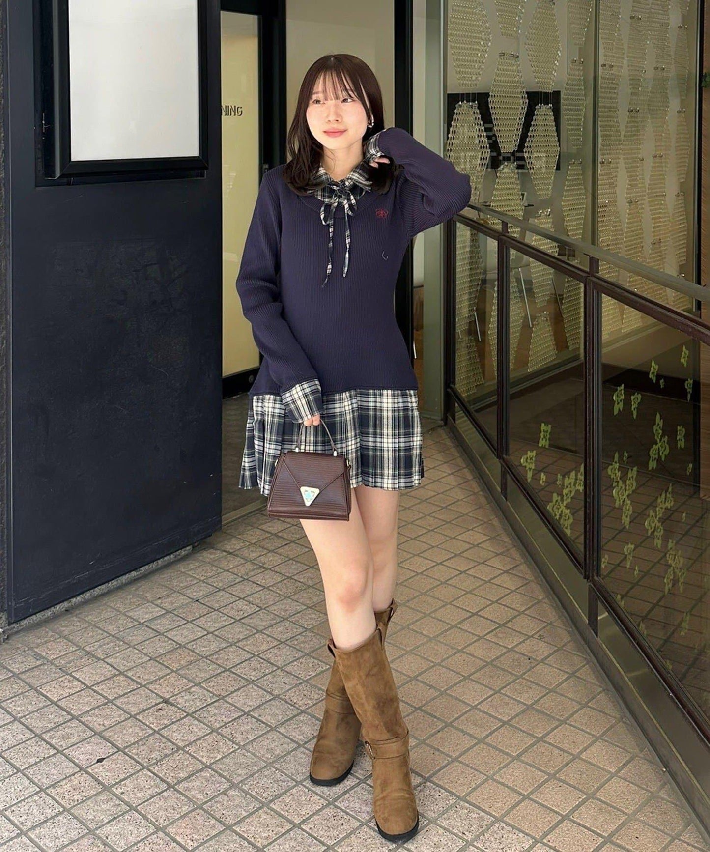 【RMAF】下襬百褶拼接迷你連衣裙