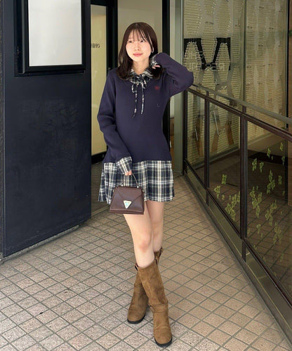 【RMAF】下襬百褶拼接迷你連衣裙