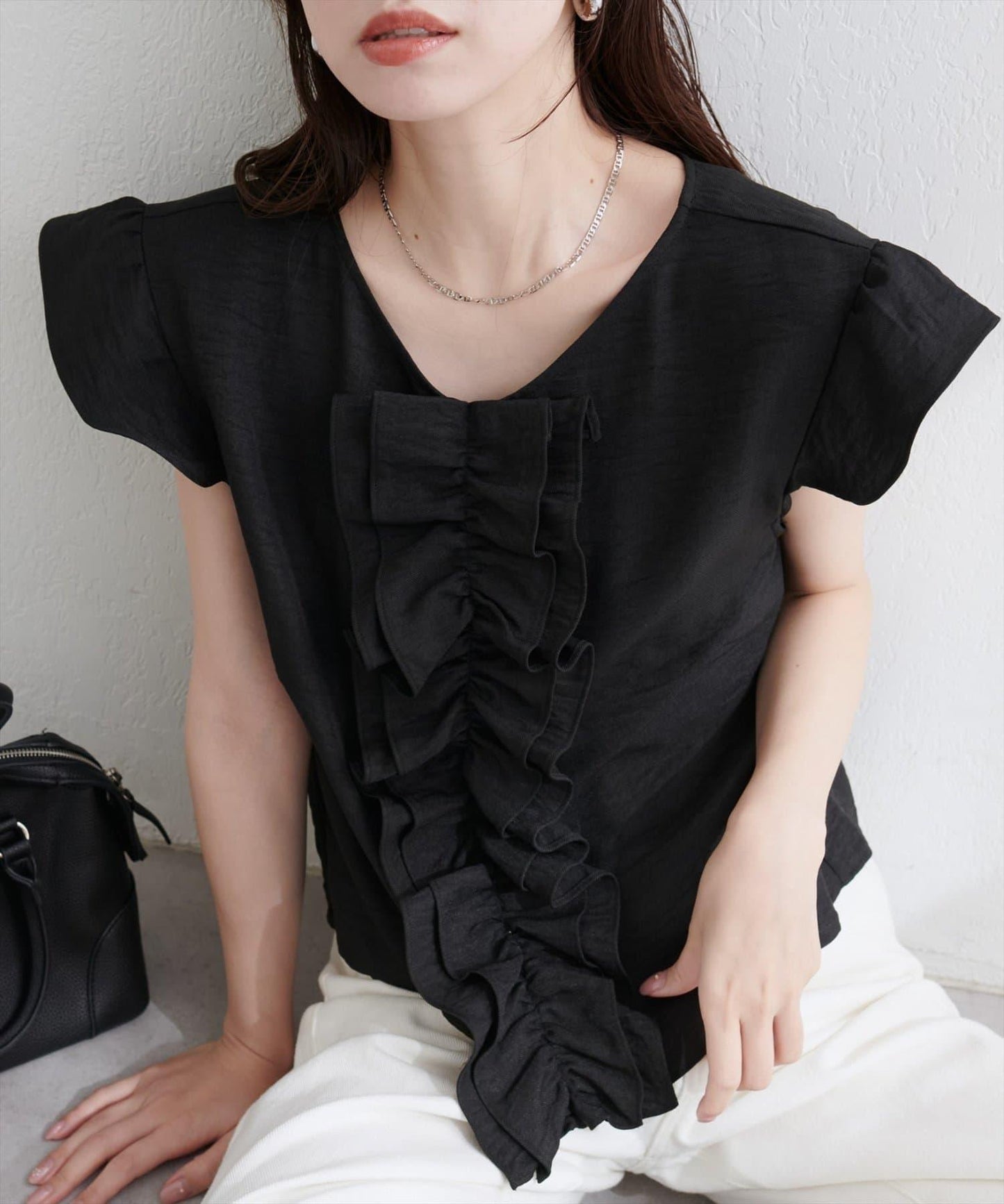 【natural couture】前飾荷葉邊襯衫