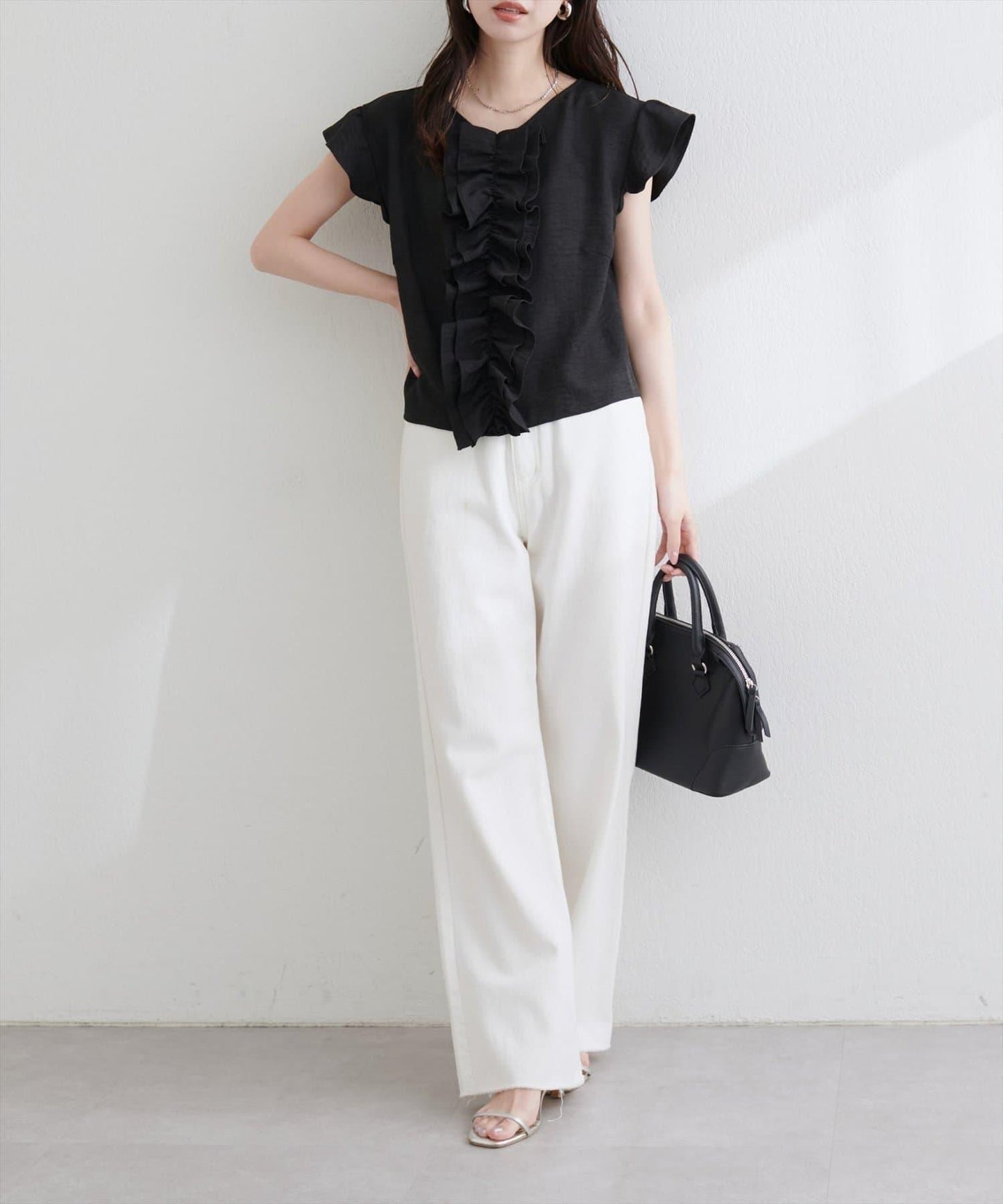 【natural couture】前飾荷葉邊襯衫