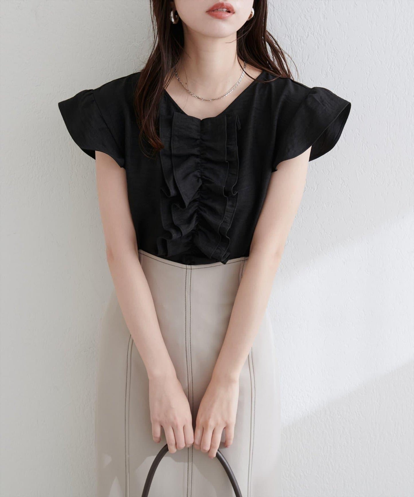 【natural couture】前飾荷葉邊襯衫