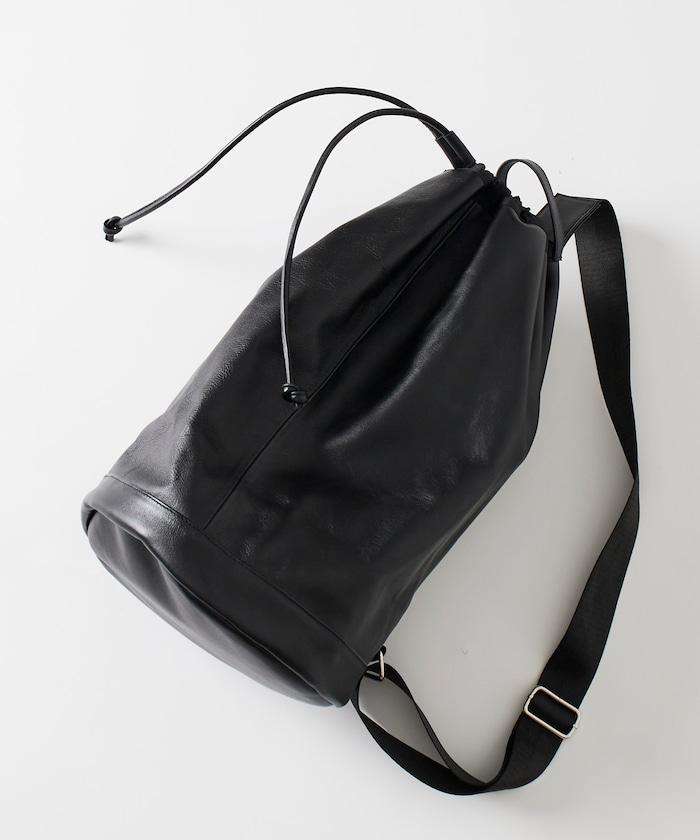 防潑水牛皮束口單肩包