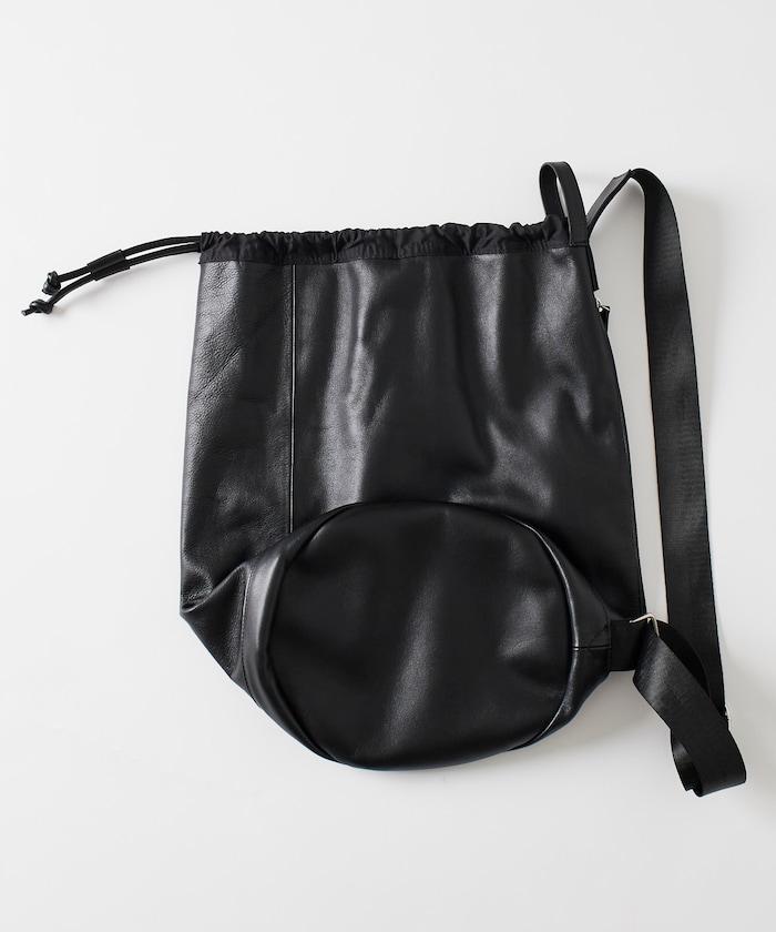 防潑水牛皮束口單肩包