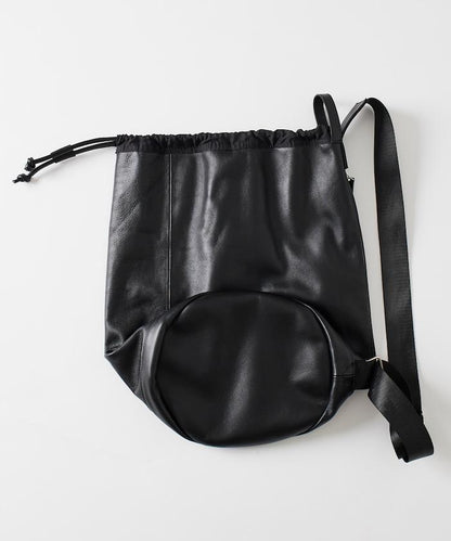 防潑水牛皮束口單肩包