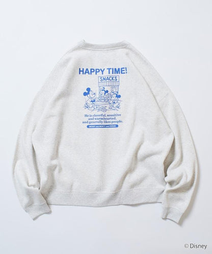 DISNEY 《迪士尼》 米老鼠/特別款寬鬆版型背部印花圓領衛衣/HAPPY TIME
