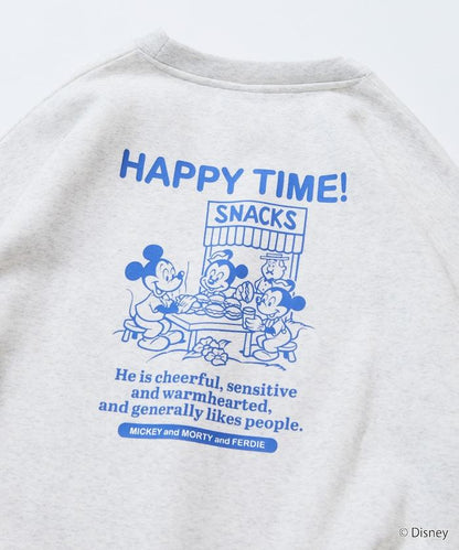 DISNEY 《迪士尼》 米老鼠/特別款寬鬆版型背部印花圓領衛衣/HAPPY TIME