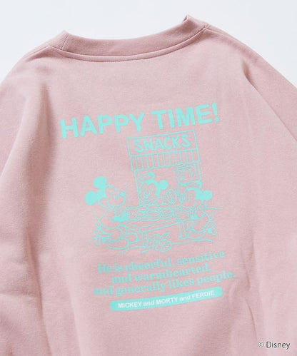 DISNEY 《迪士尼》 米老鼠/特別款寬鬆版型背部印花圓領衛衣/HAPPY TIME