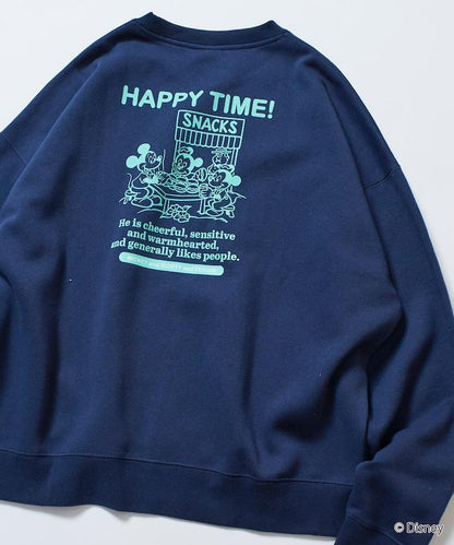 DISNEY 《迪士尼》 米老鼠/特別款寬鬆版型背部印花圓領衛衣/HAPPY TIME