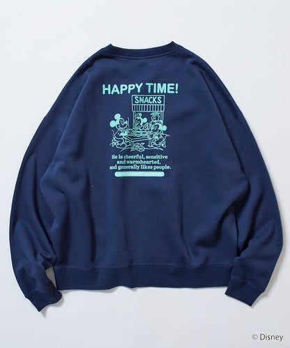 DISNEY 《迪士尼》 米老鼠/特別款寬鬆版型背部印花圓領衛衣/HAPPY TIME