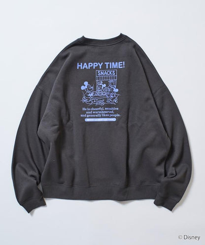 DISNEY 《迪士尼》 米老鼠/特別款寬鬆版型背部印花圓領衛衣/HAPPY TIME