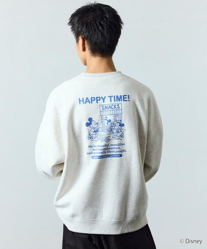 DISNEY 《迪士尼》 米老鼠/特別款寬鬆版型背部印花圓領衛衣/HAPPY TIME