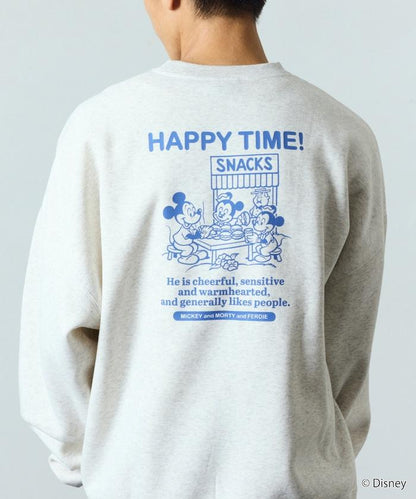 DISNEY 《迪士尼》 米老鼠/特別款寬鬆版型背部印花圓領衛衣/HAPPY TIME