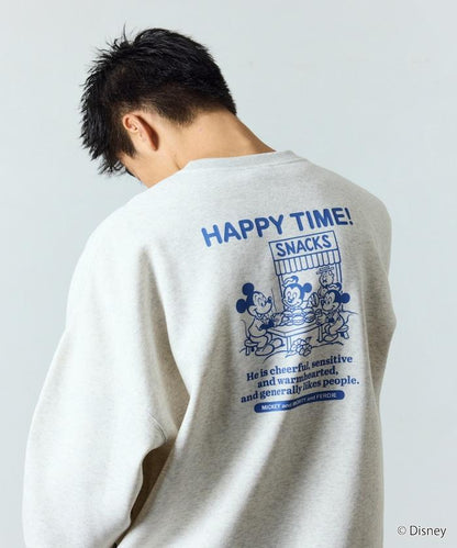 DISNEY 《迪士尼》 米老鼠/特別款寬鬆版型背部印花圓領衛衣/HAPPY TIME