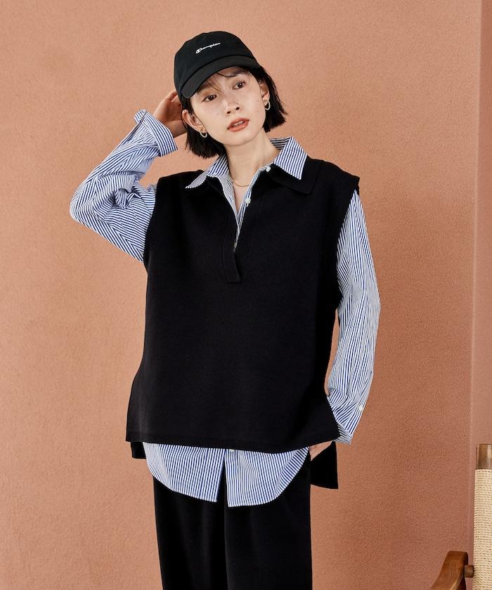 可機洗衛衣風針織開領馬甲可搭配套裝