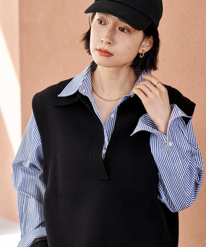 可機洗衛衣風針織開領馬甲可搭配套裝