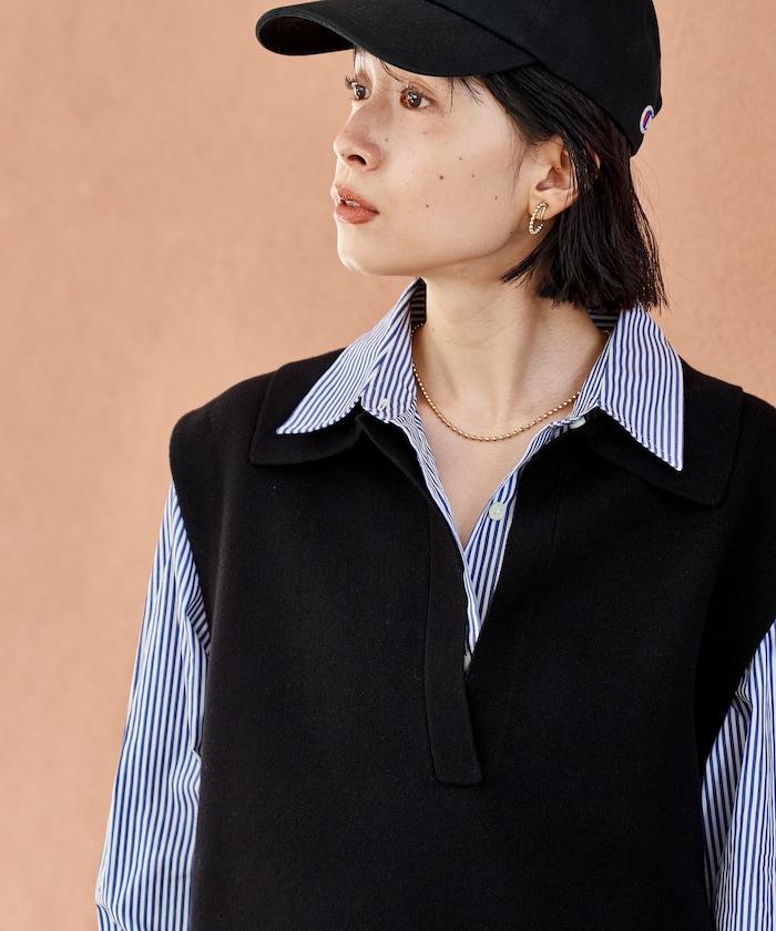 可機洗衛衣風針織開領馬甲可搭配套裝