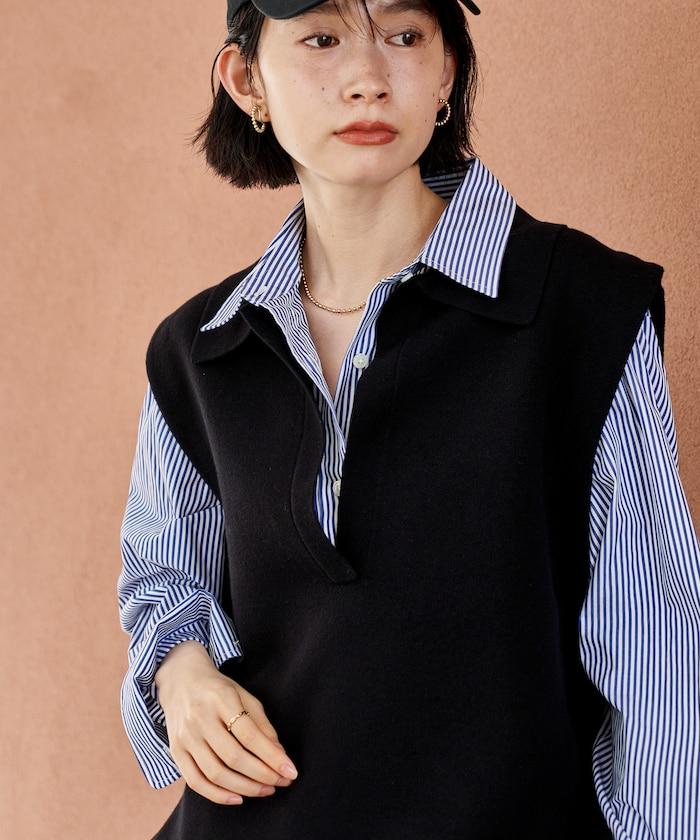 可機洗衛衣風針織開領馬甲可搭配套裝